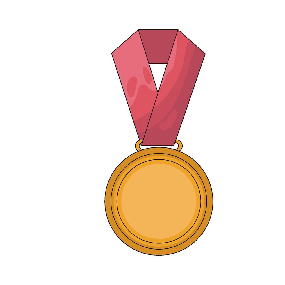 Gold Medal with Red Ribbon vector