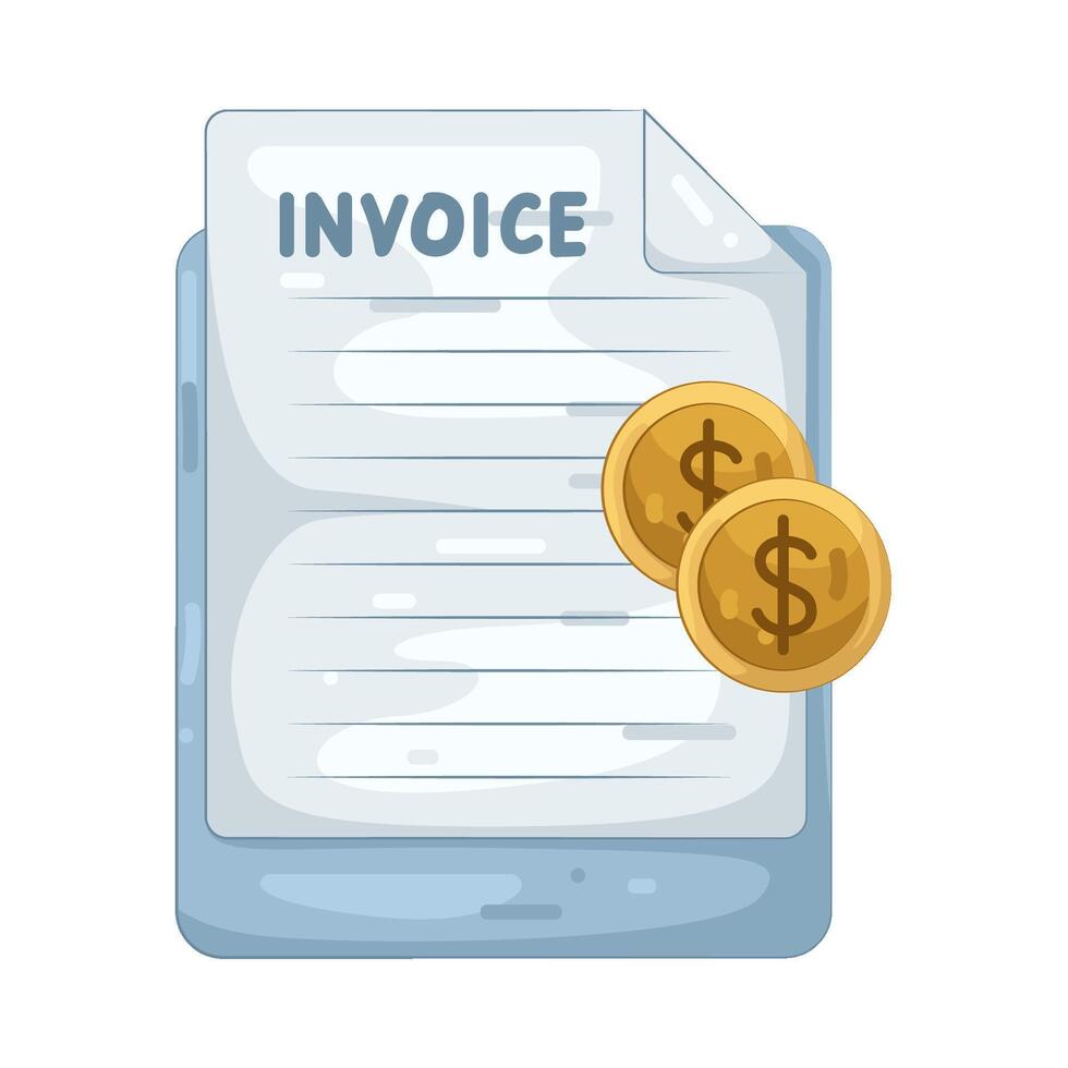 Invoice Document with Golden Dollar Coins vector