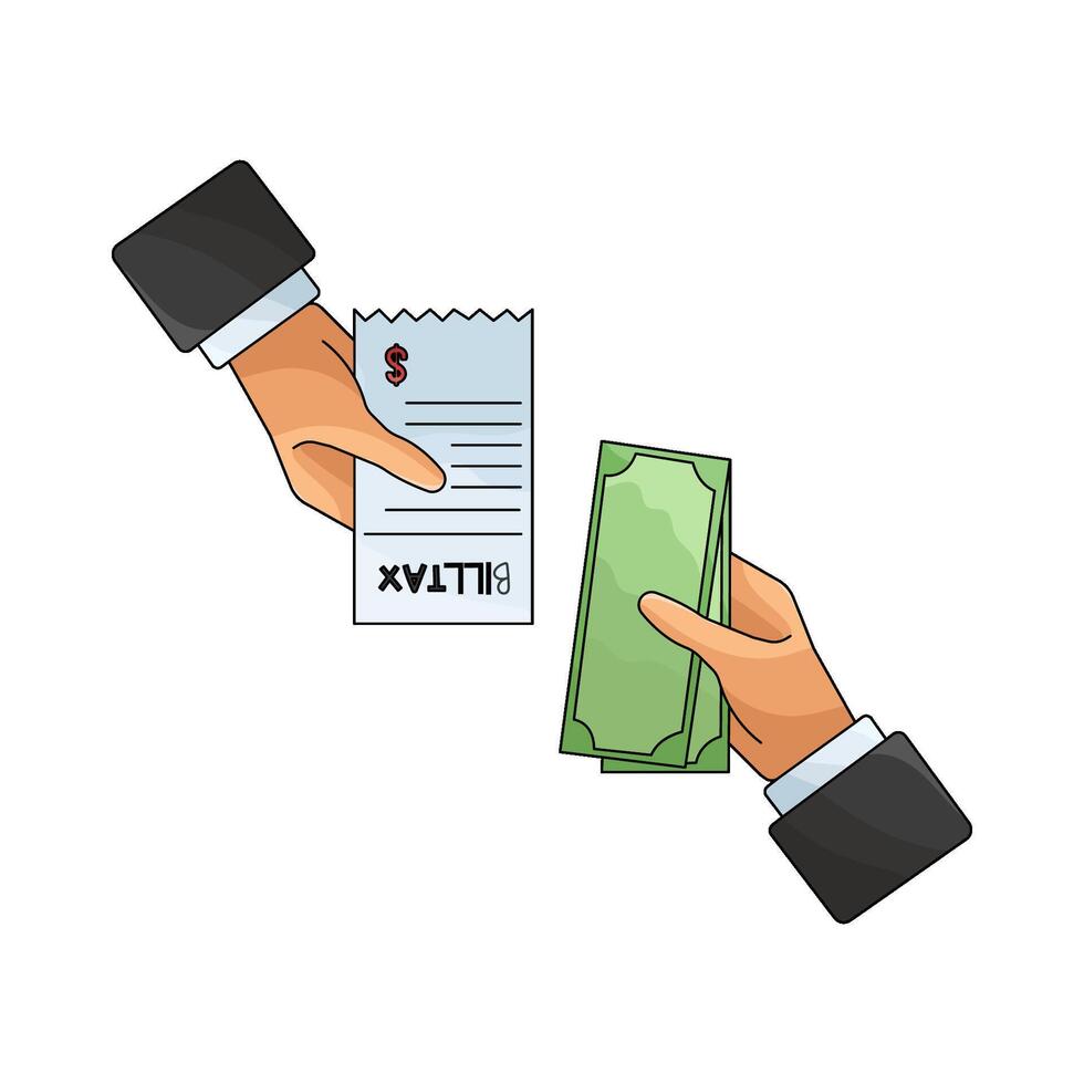 Hands Exchanging Money for Bill vector