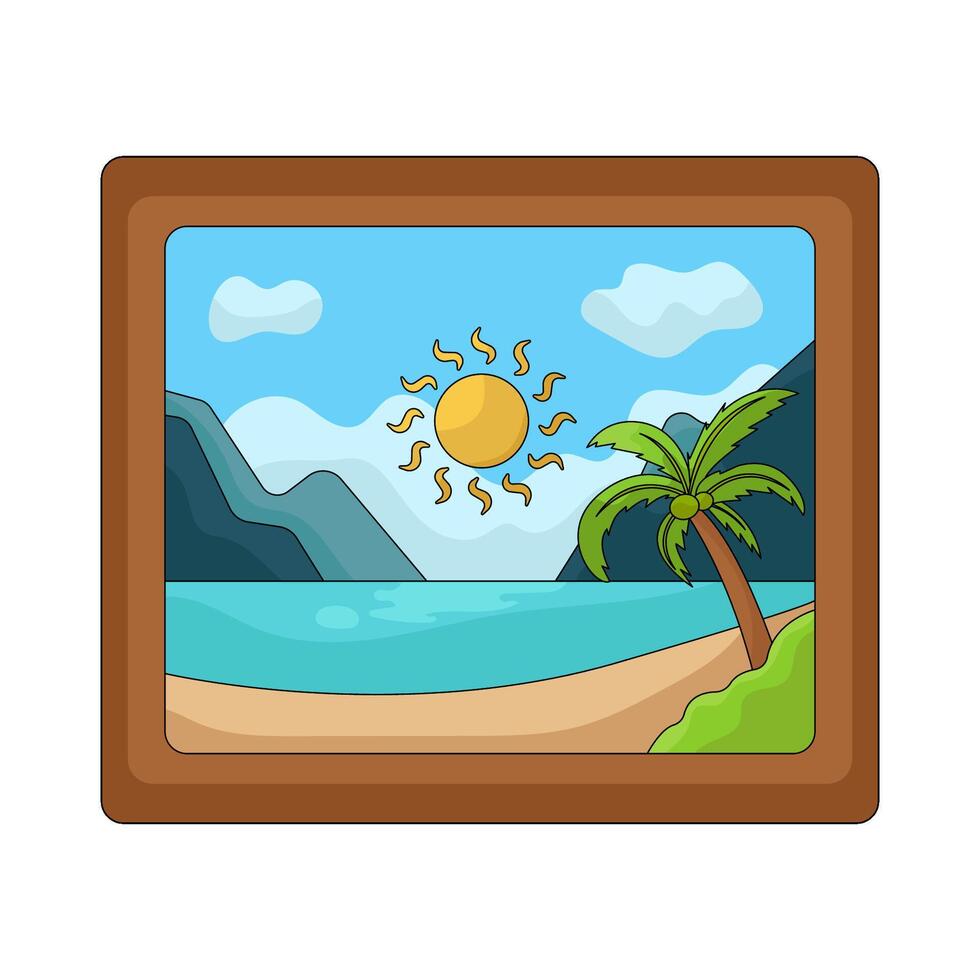 Beach Landscape with Palm Tree vector