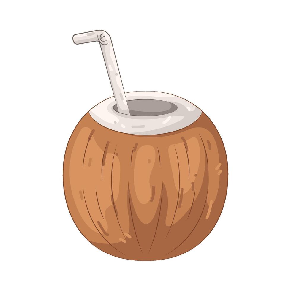 Coconut Drink with Straw vector