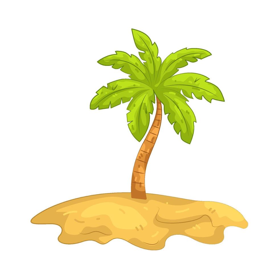 Palm tree on sandy island illustration vector