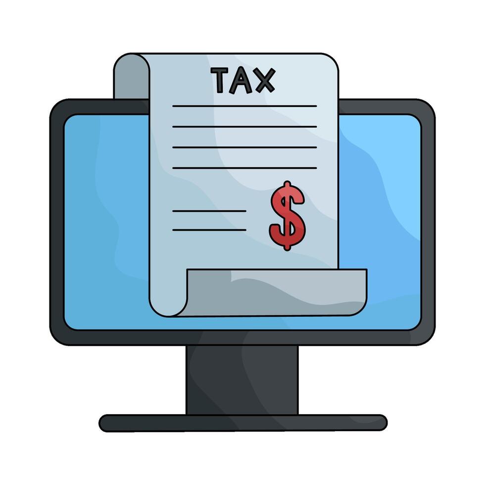 Computer screen with tax receipt vector