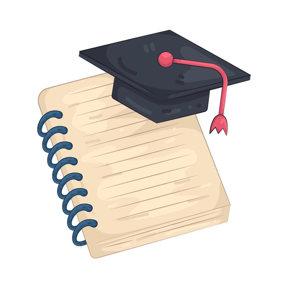 Graduation Cap on Notebook vector