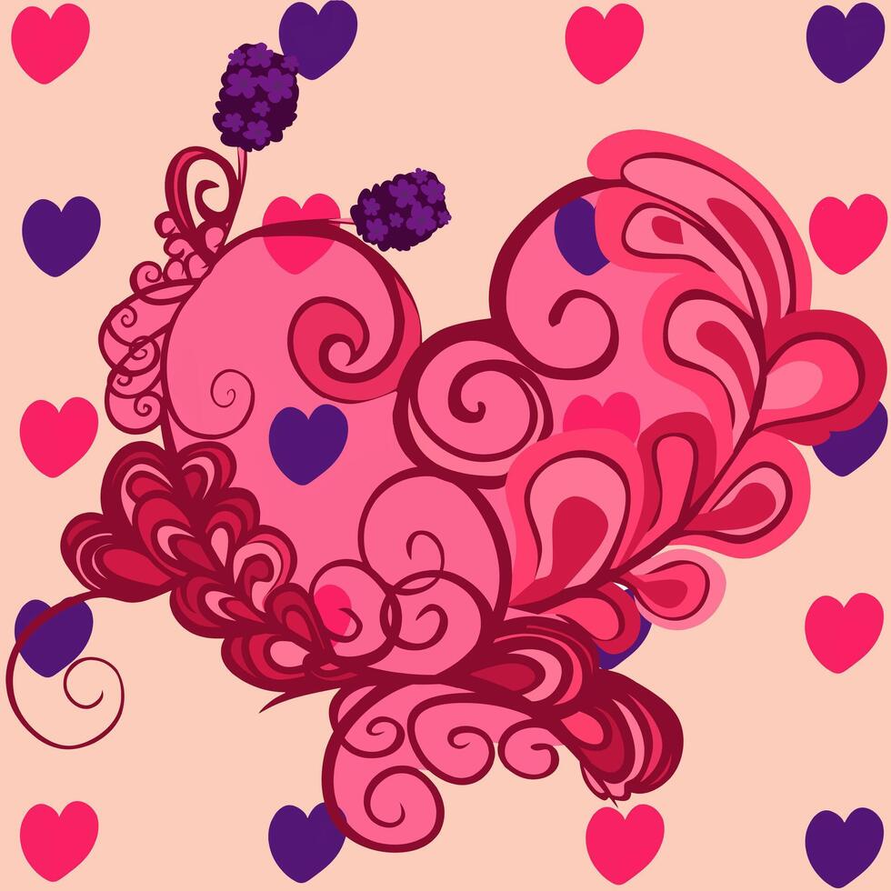 Beauty seamless pattern heart retro style girly vector