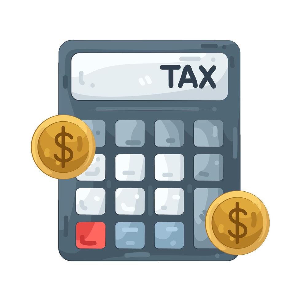 Calculator with Tax and Coins vector