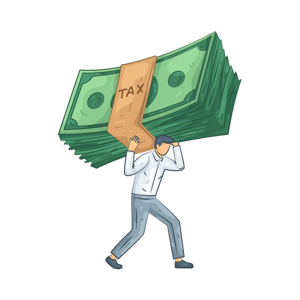 Man Carrying Heavy Tax Burden vector