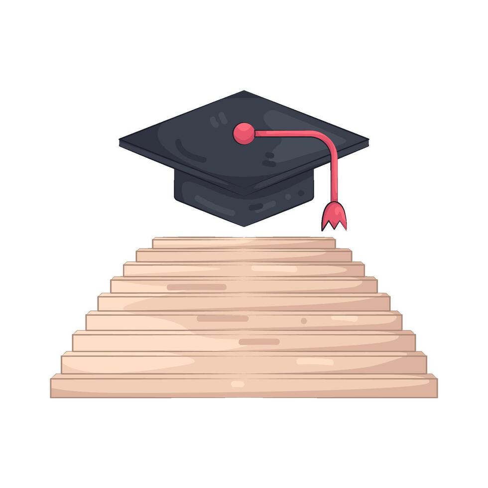 Graduation Cap on Stairs vector