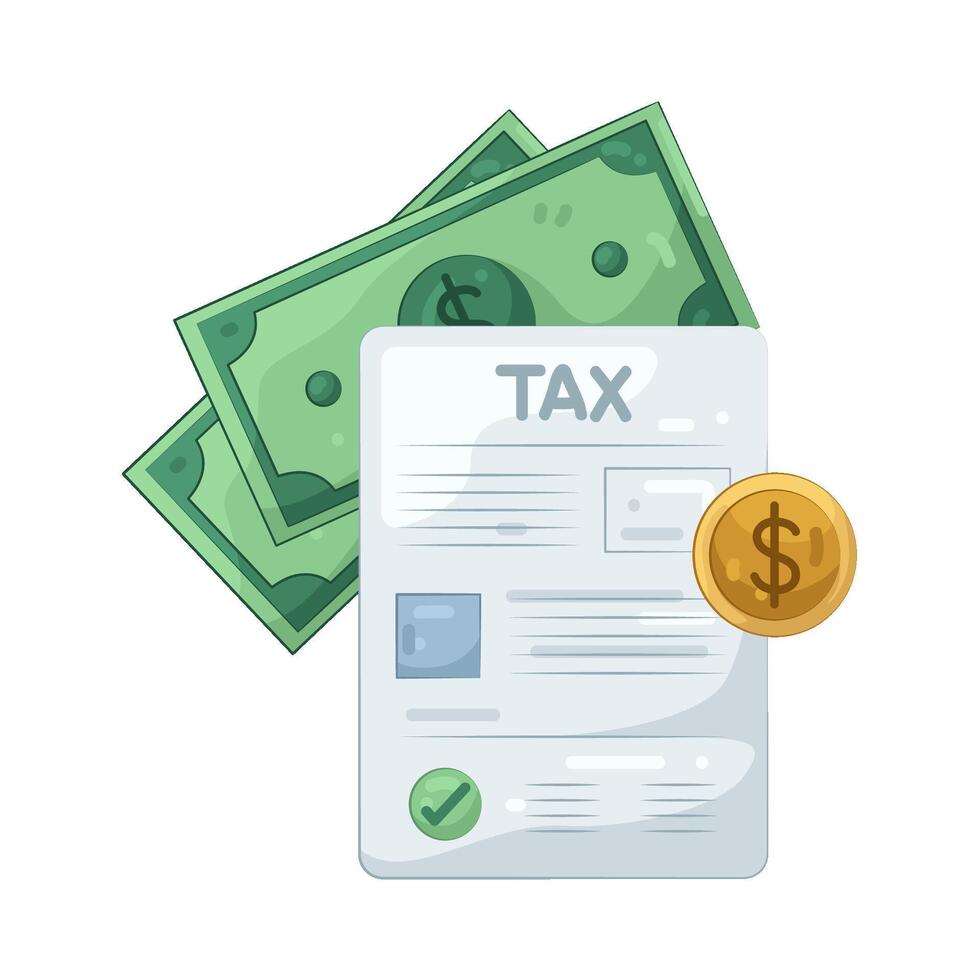 Tax Form with Money and coin vector