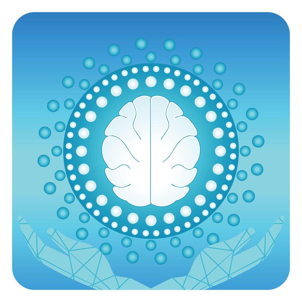 Two Hands Embracing the Technology of AI Refers to People Who Feed Data to the AI System. vector