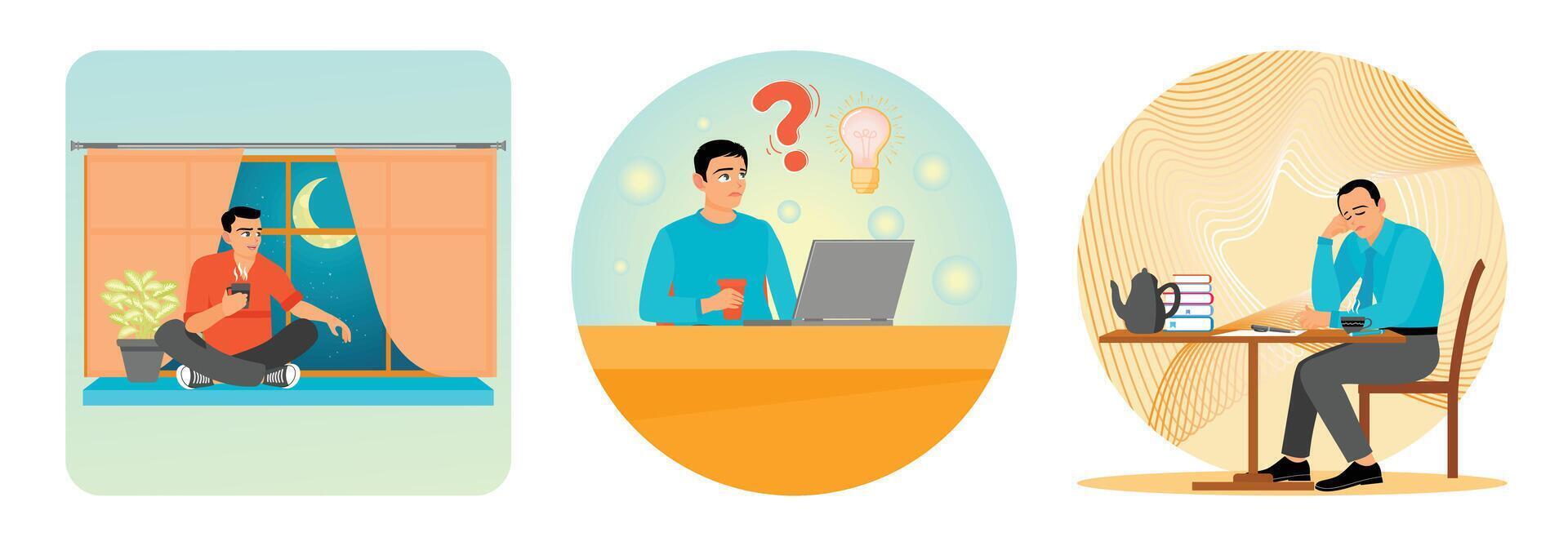 Illustration of creative thinking stages vector