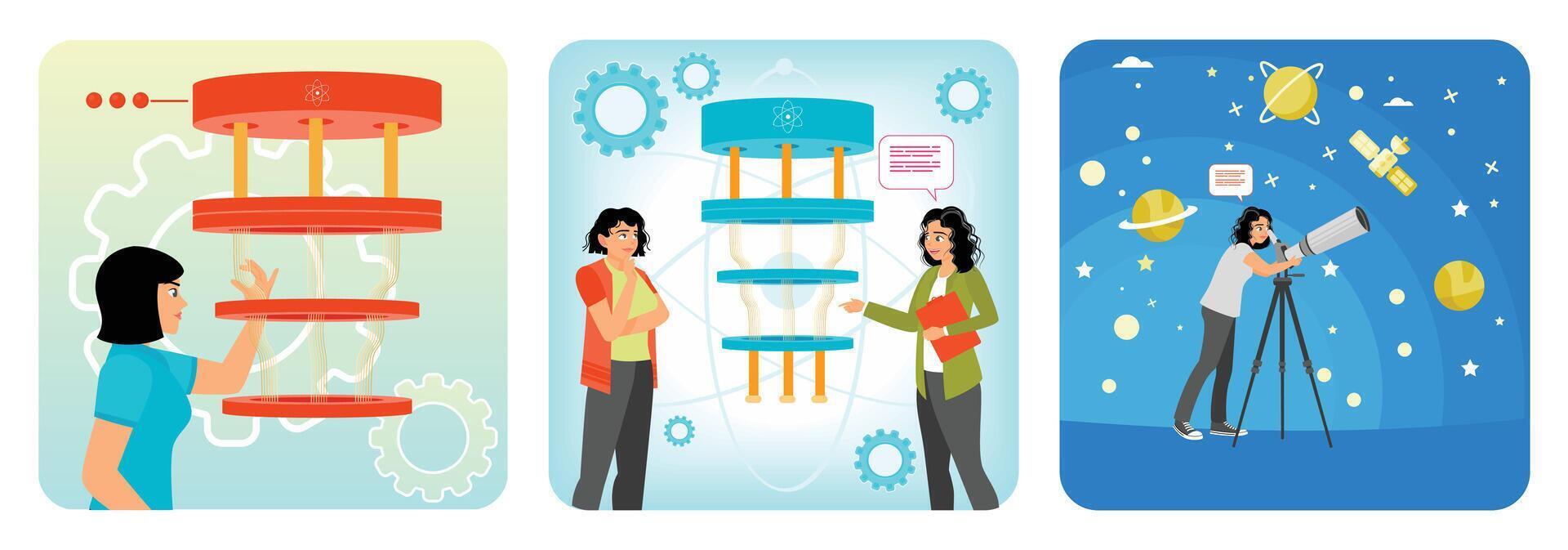 Science exploration and learning illustrations vector