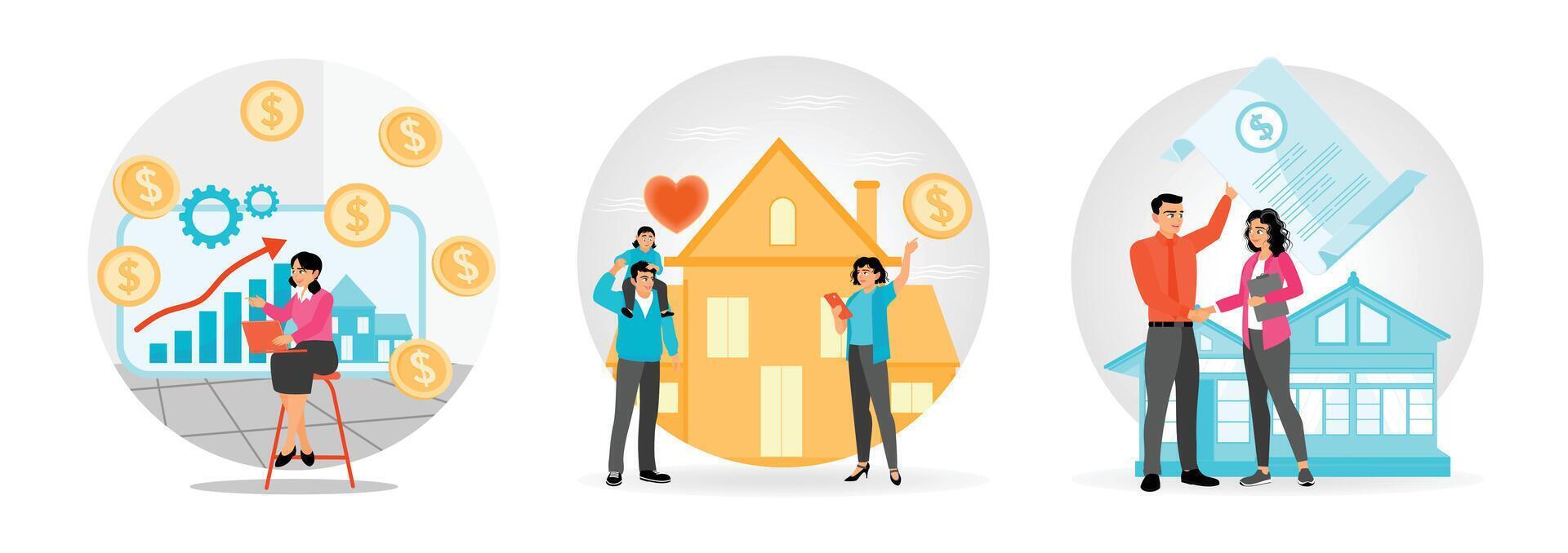 Financial growth and real estate family values vector