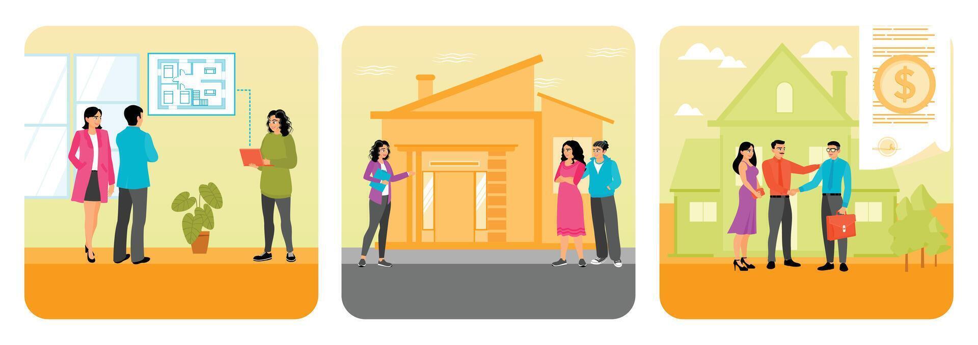 Real estate process illustrations vector