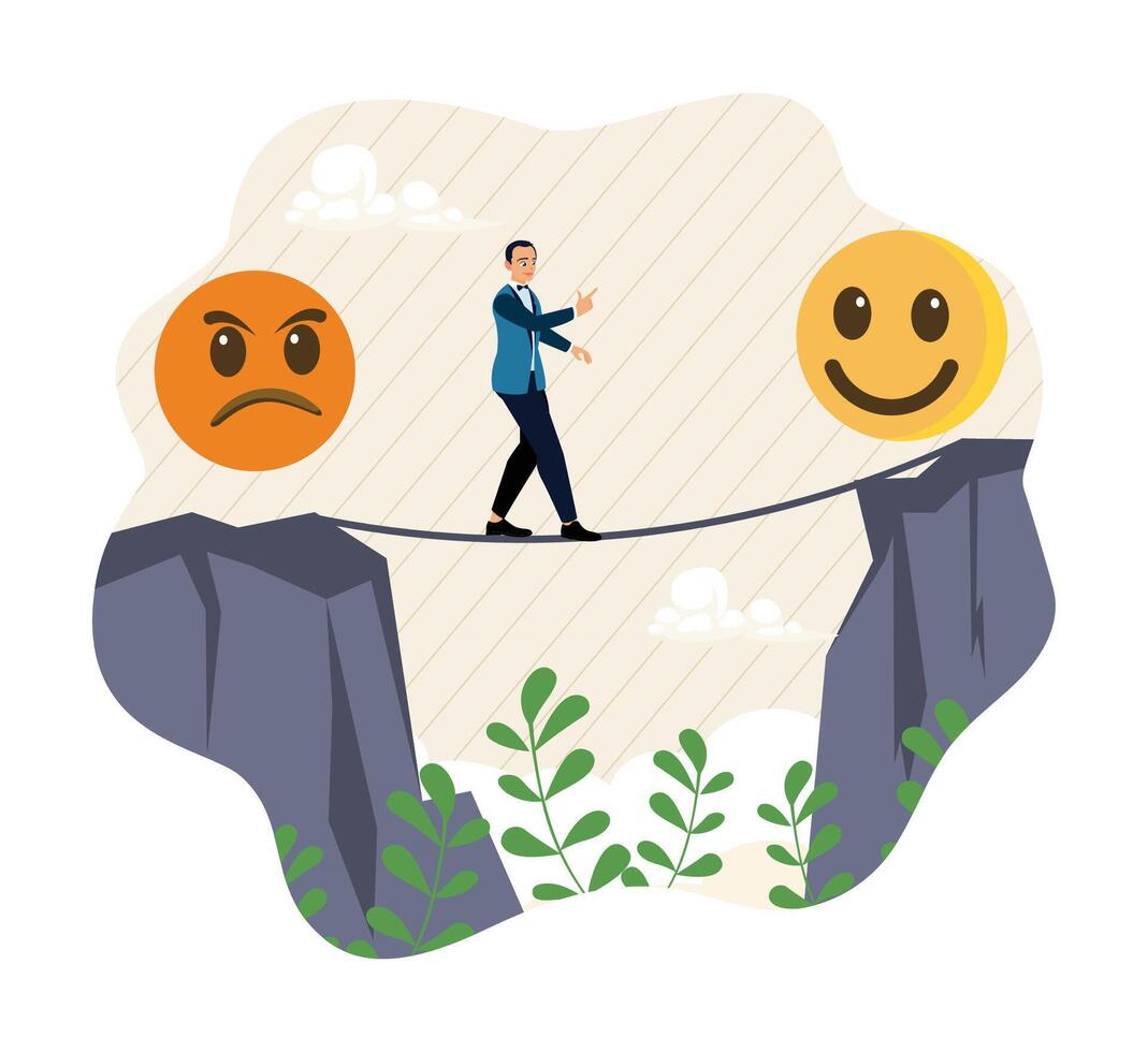 Emotional balance as good feeling choice over bad mood. vector