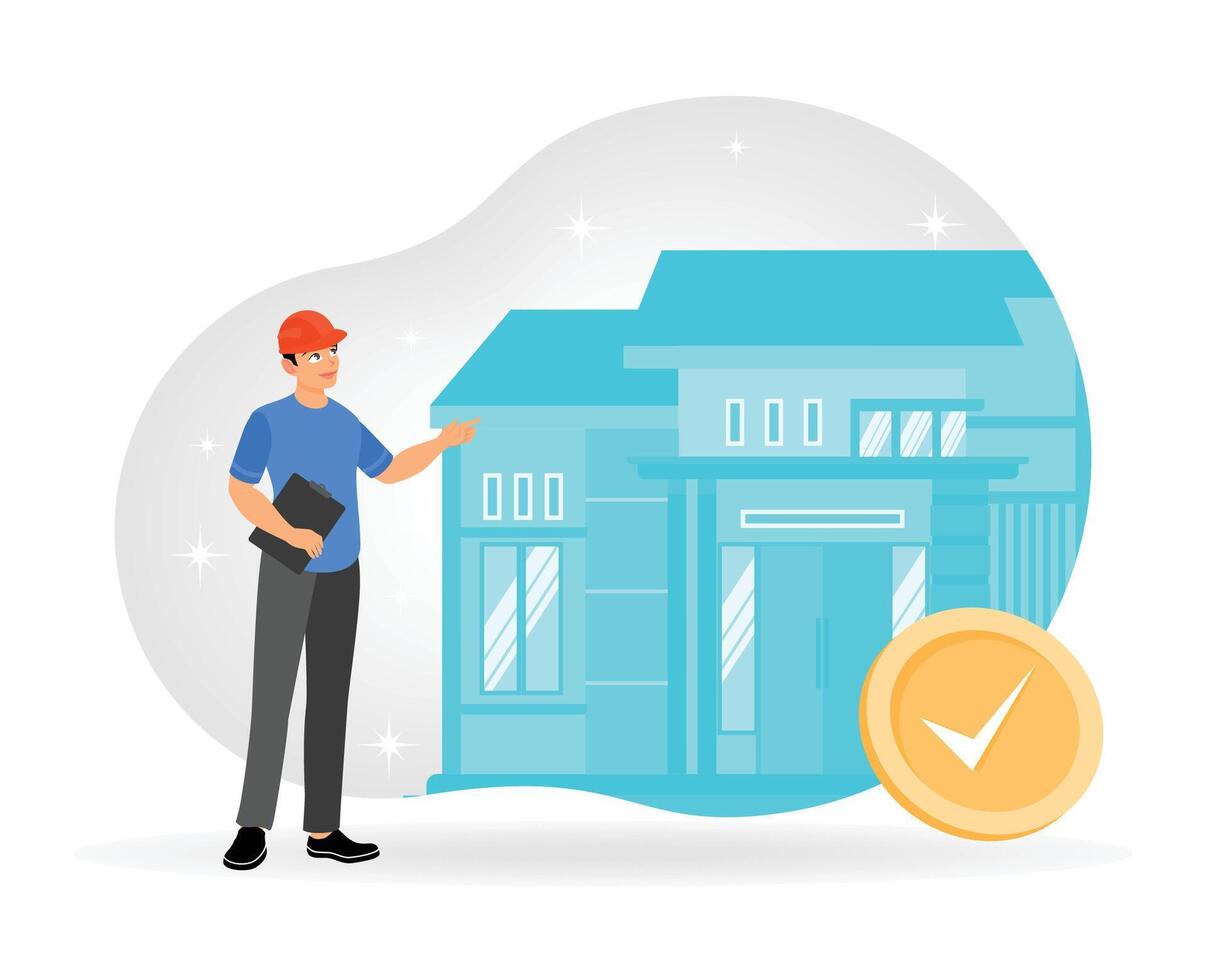Real Estate Inspection. Professional Home Inspector Assessing Architectural Structure. vector