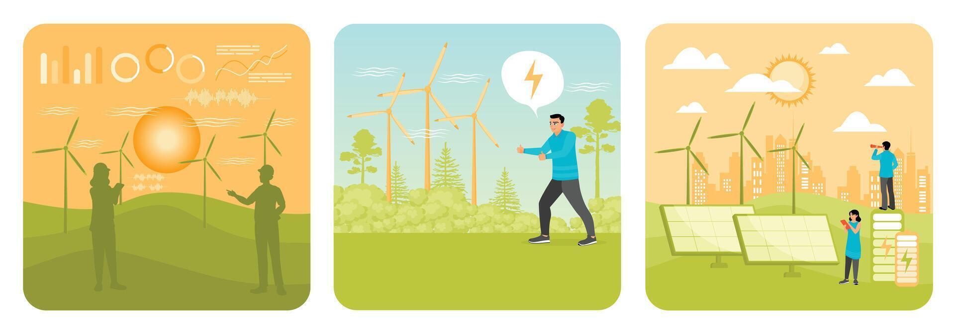 Renewable energy technologies and concepts vector