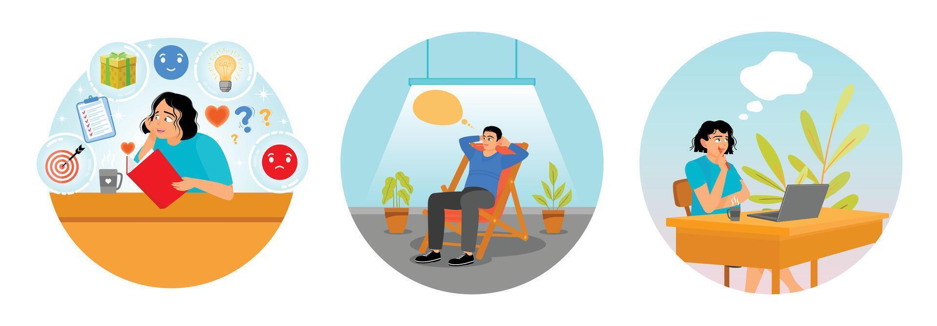 Illustrations of creative work environments vector