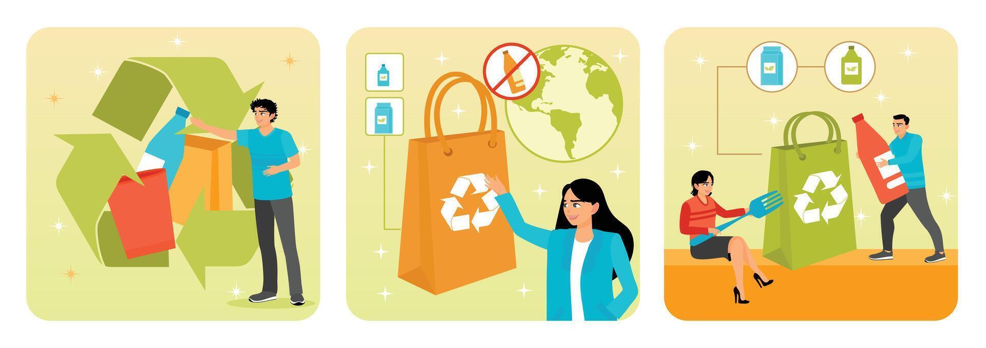 Illustration of recycling and sustainability efforts vector