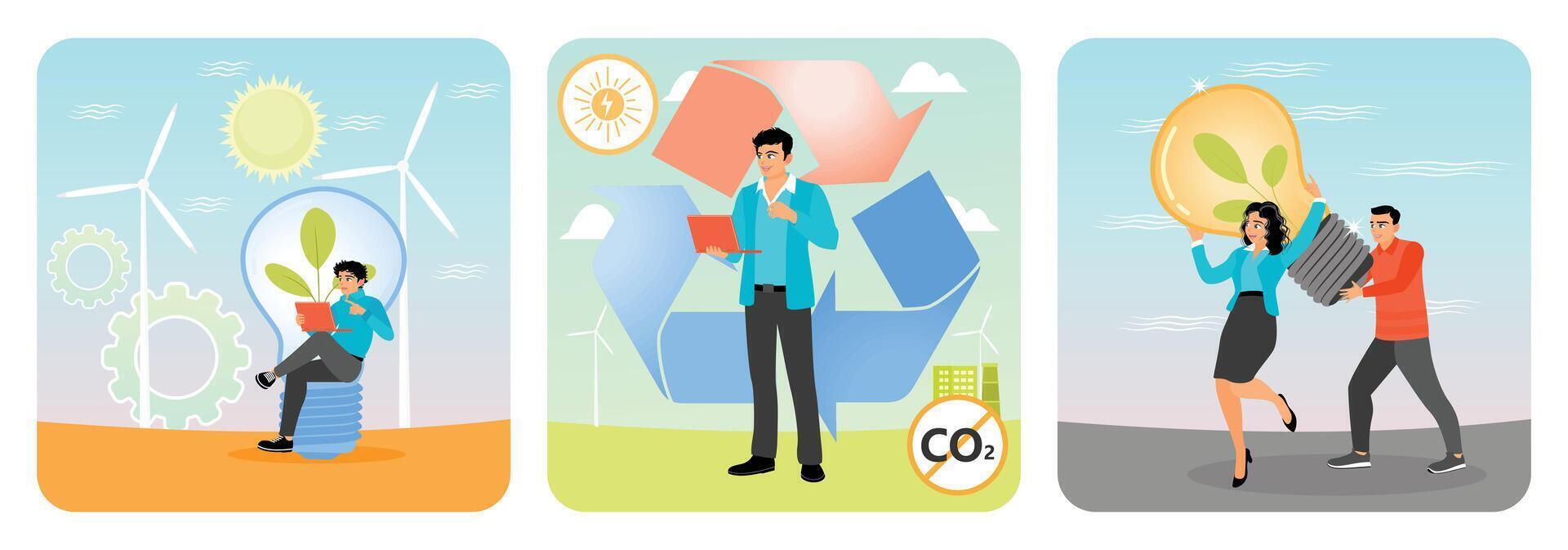 Sustainability and eco-friendly practices illustration vector