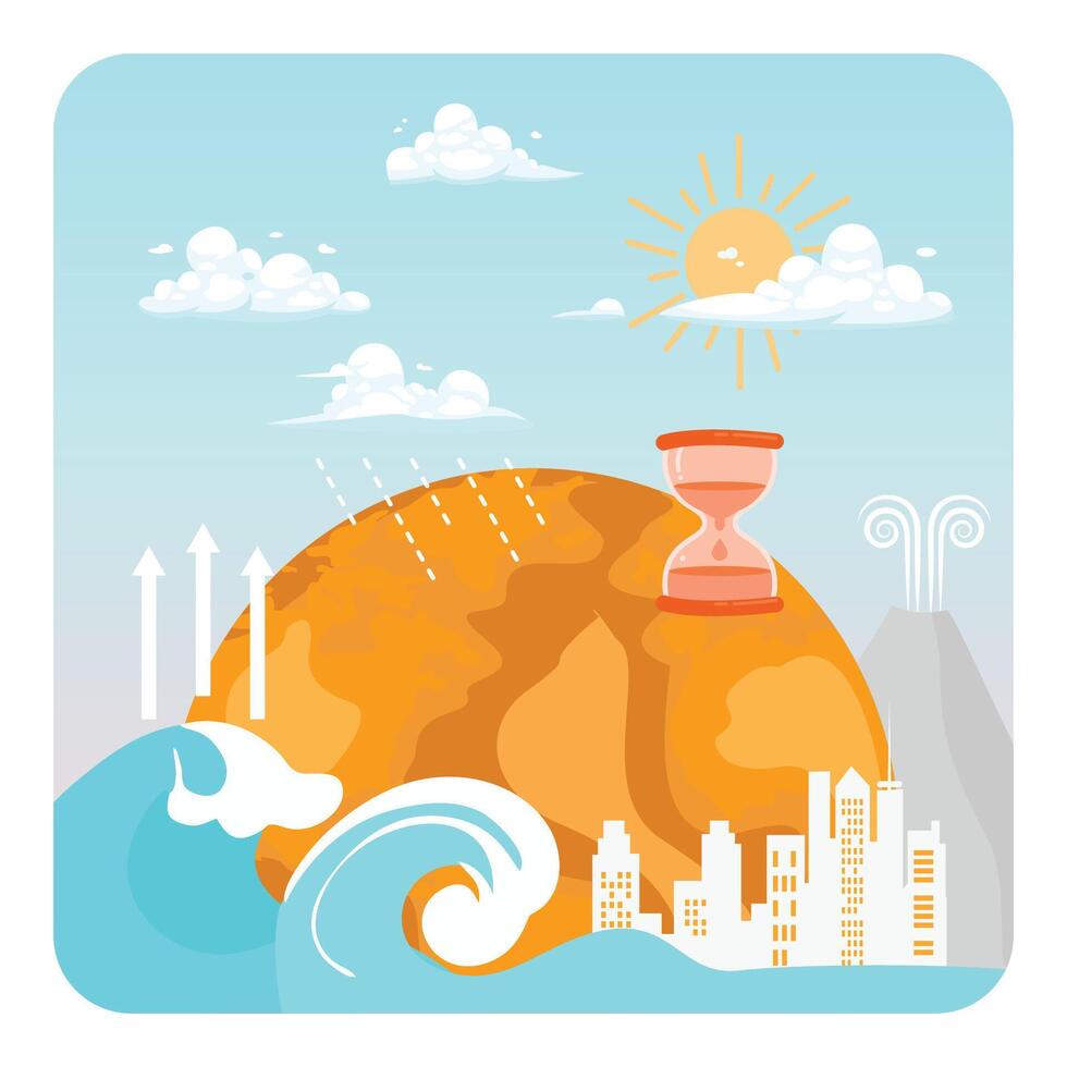 Global Warming Effects on Earth and Climate Change Awareness. vector