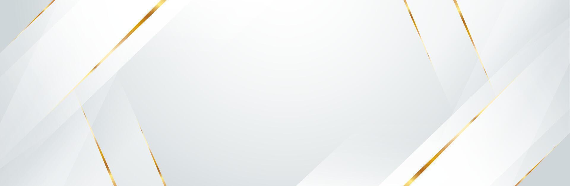 Elegant luxury white background decorated with golden lines. Horizontal with space for text. Banner, presentation, template. vector