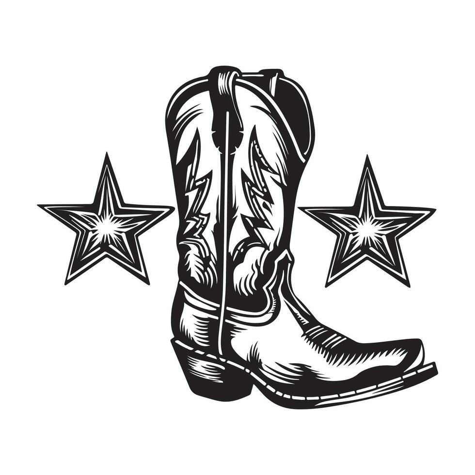 Adorable Vintage Cowboy Boot image isolated on white background vector