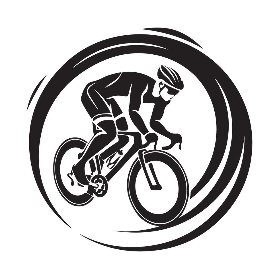 Cycling race stylized symbol outlined cyclist vector