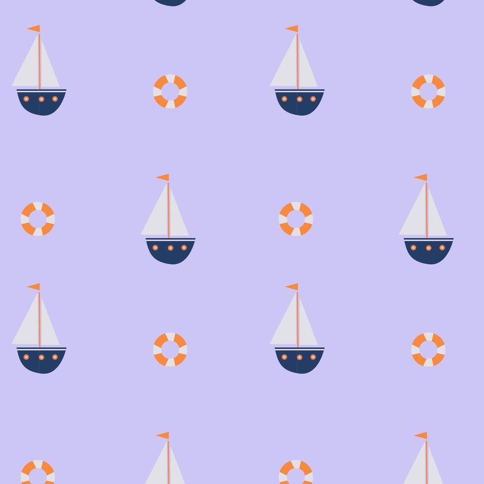 Cute pattern with small ships vector