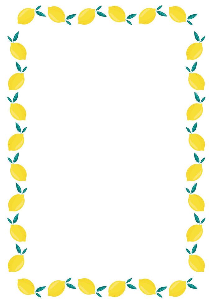 Summer frame of lemons on a white background vector