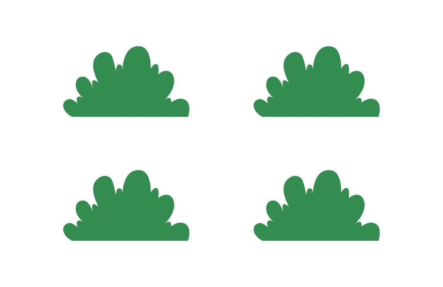 Nature Bush Elements. Set of Flat Green Plants Isolated on White Background vector