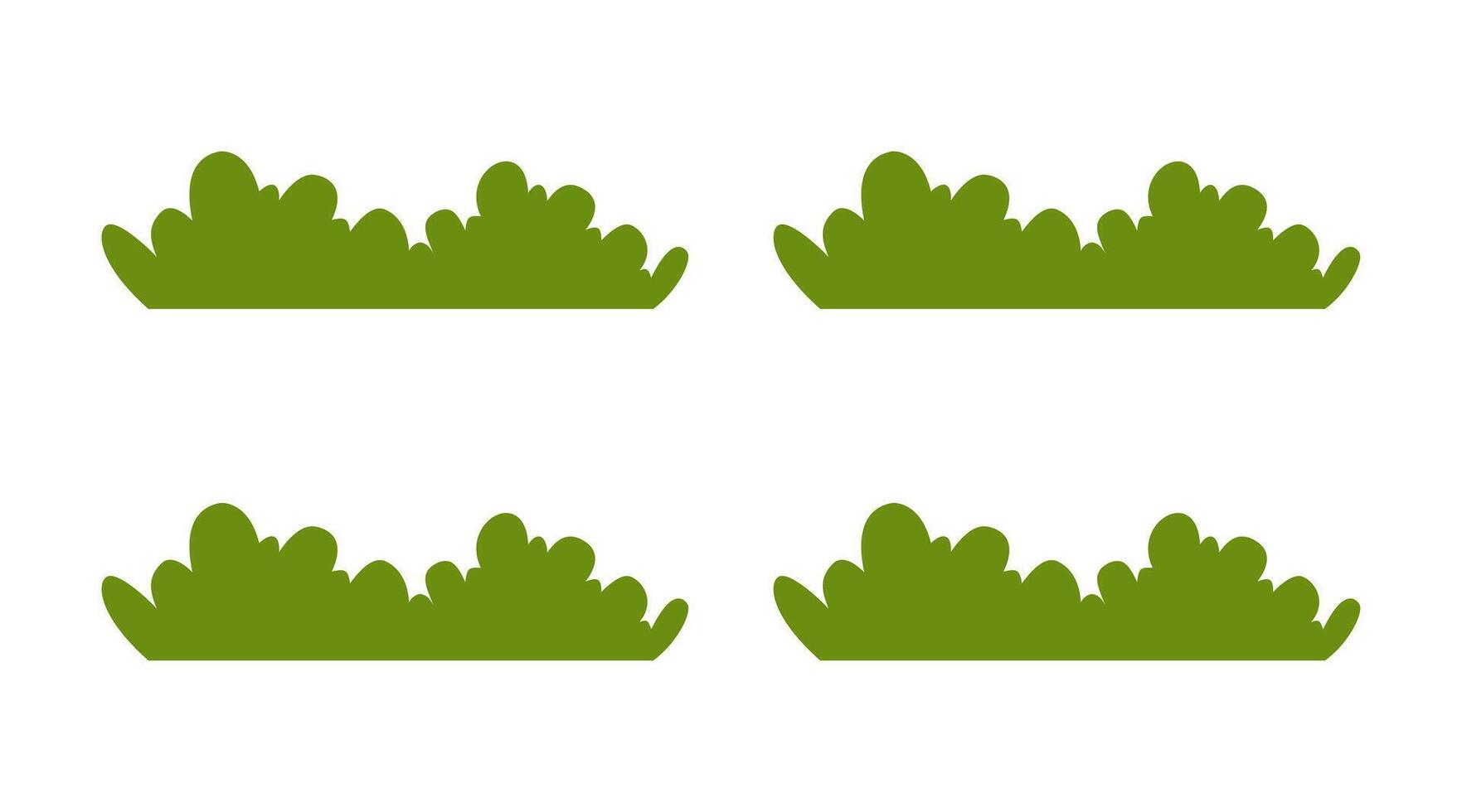 Garden Shrubs and Bush Set. Colorful Foliage and Grass Design vector