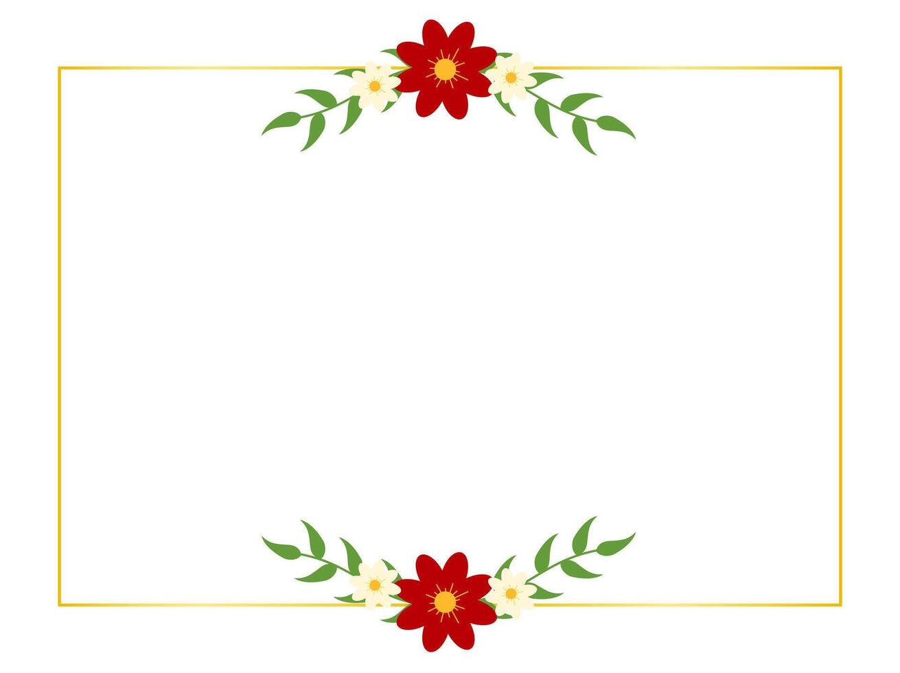 Minimalist daisy floral frame, botanical border for elegant and clean card designs vector