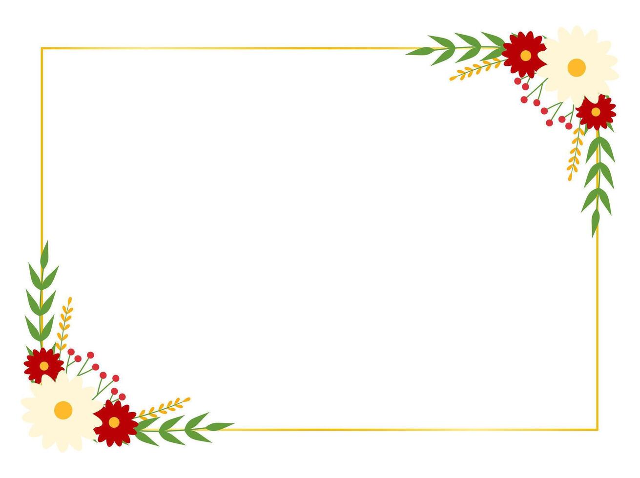 Red daisy flower frame, floral border template for elegant card or wedding invitation vector