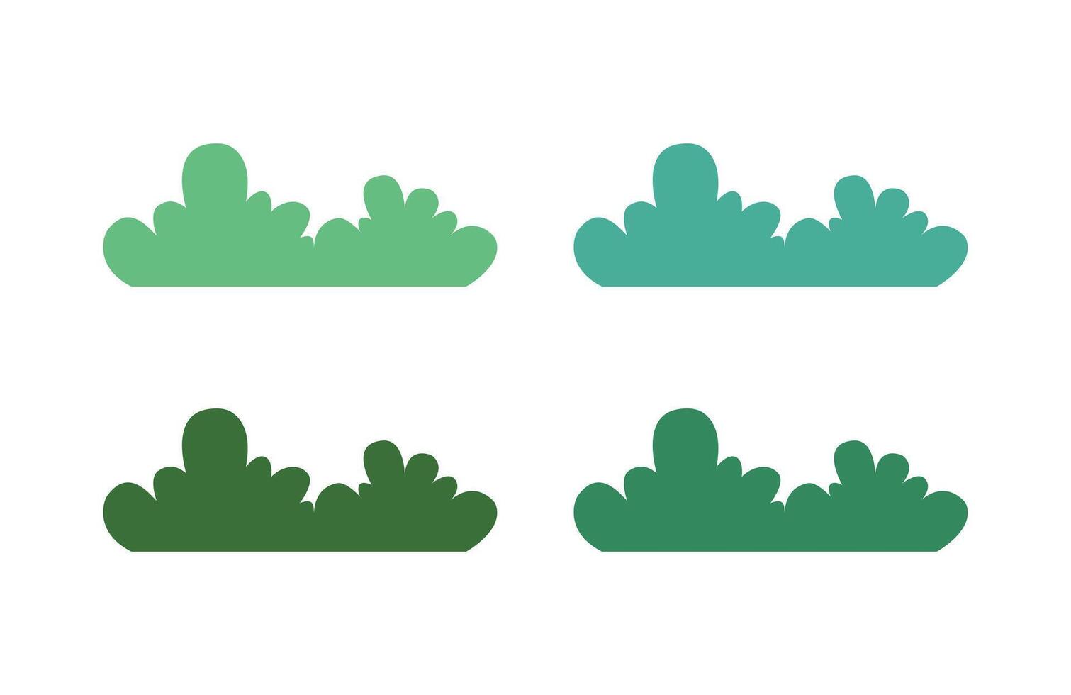 Green Bushes Set. Colorful Garden Shrubs and Grass Illustration vector
