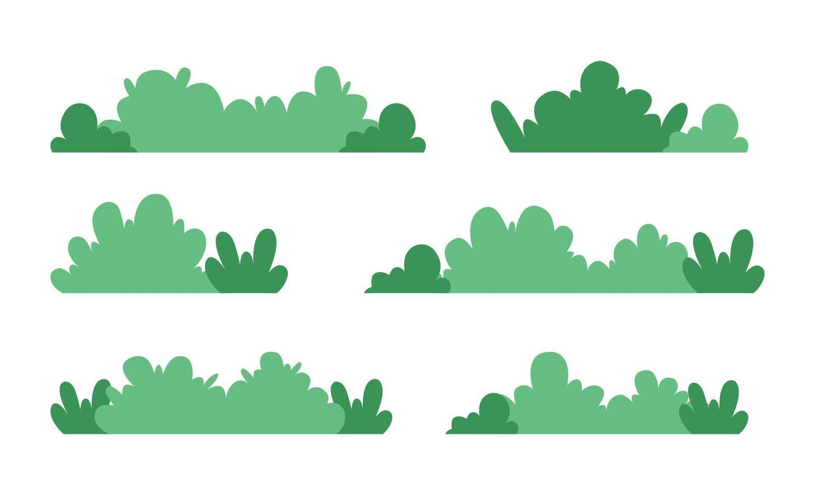 Green Bushes Set. Flat Grass Bush Collection Isolated on White Background. Nature Plant Illustration vector