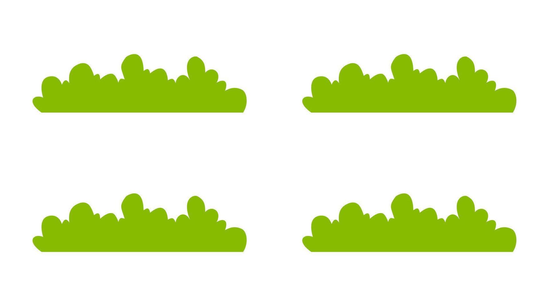 Flat Bushes and Grass Set. Color Nature Elements for Garden Scene vector