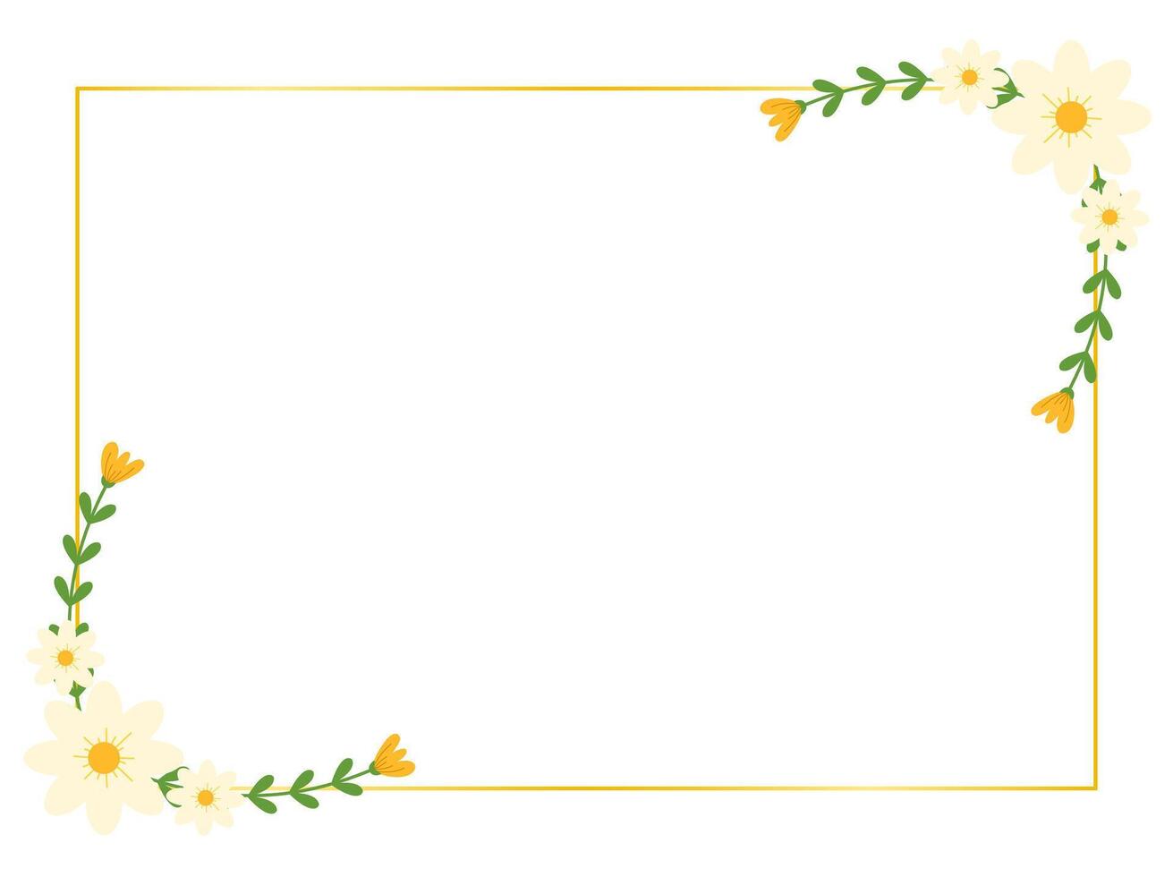 Bright daisy flower border frame, floral design for joyful and fresh-themed backgrounds vector