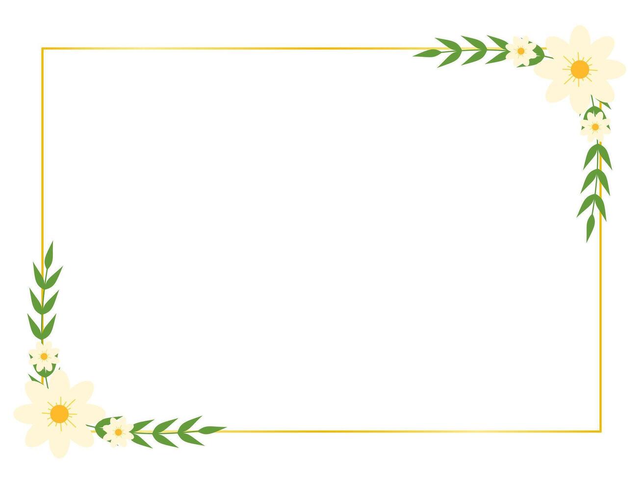 Daisy flower frame design, floral border template for invitation, card, or banner vector