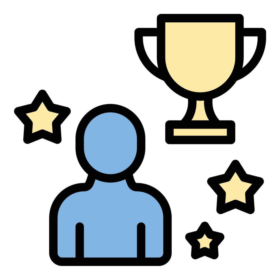 Influencer award icon flat line style illustration representing recognition of online influence and achievements, suitable for social media, branding, and digital marketing projects vector