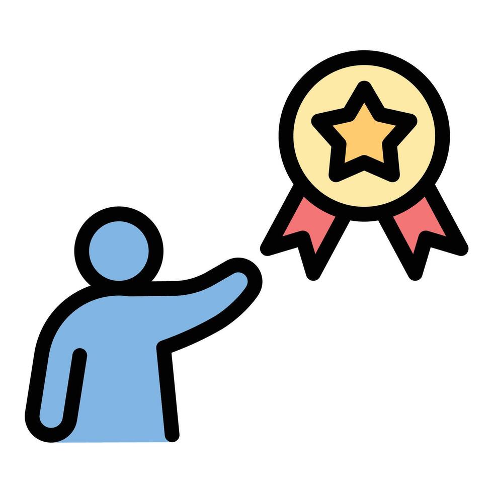 Excellence training icon flat line style illustration representing high performance and skill mastery, suitable for professional development, coaching, and leadership programs vector
