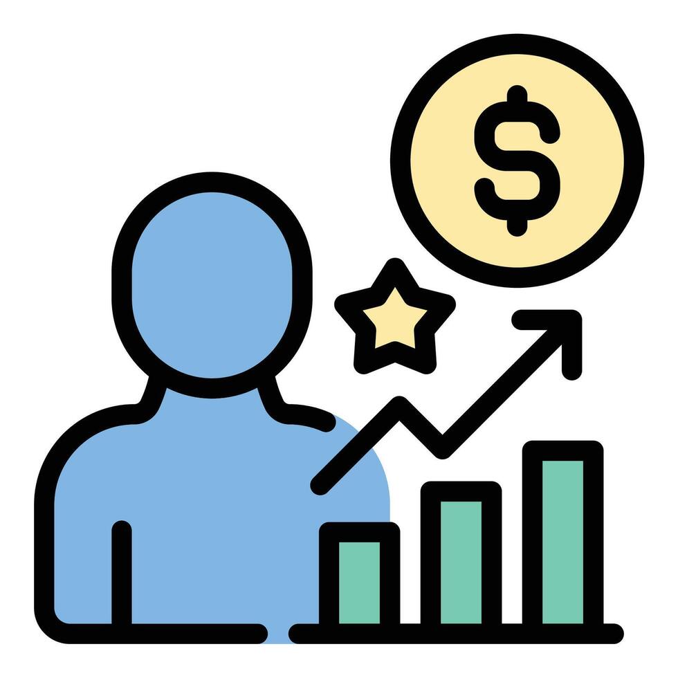 Influencer commission icon flat line style illustration representing earnings or payments from brand partnerships, suitable for affiliate marketing, influencer campaigns, and digital promotion project vector