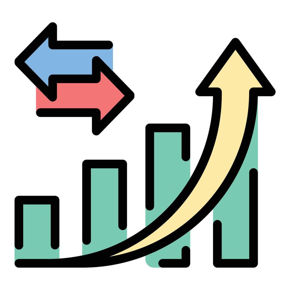 Trade growth icon flat line style illustration representing the increase in commercial exchange and economic progress, suitable for business analytics, international trade, and market expansion vector