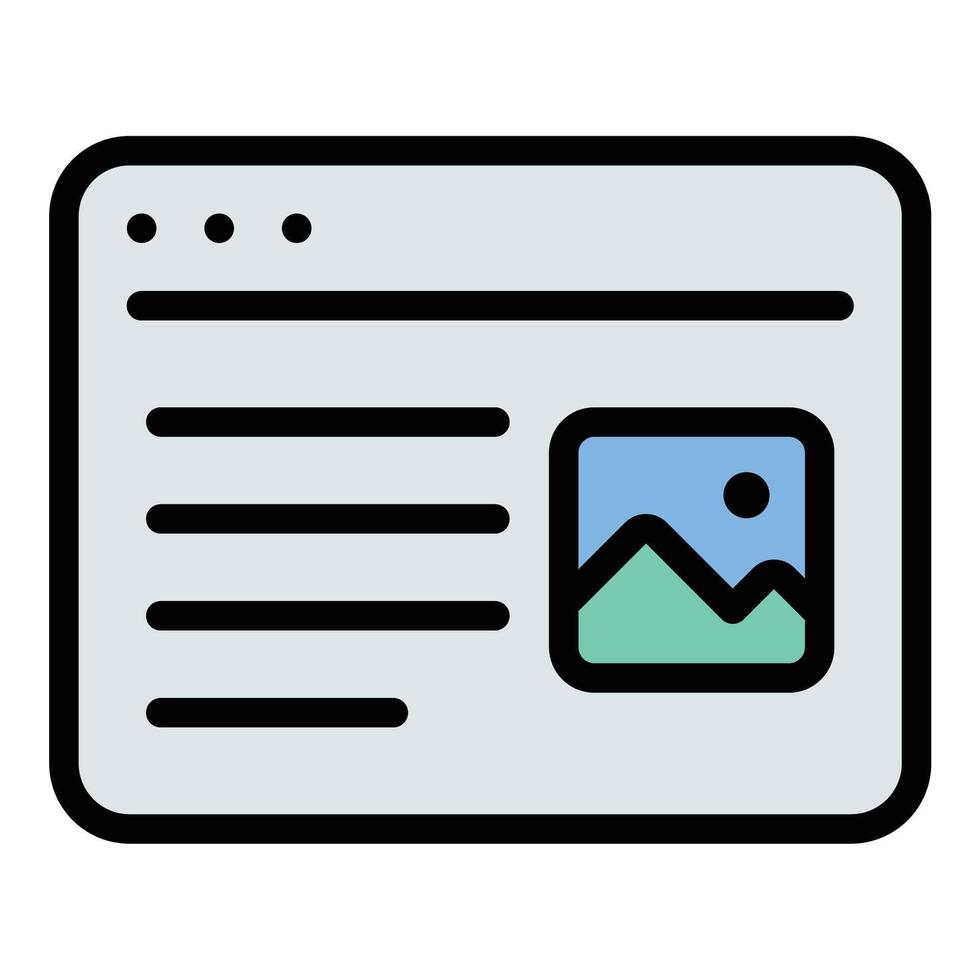 Blogger content icon flat line style illustration representing written or visual material created for blogs, suitable for digital publishing, content marketing, and online engagement projects vector