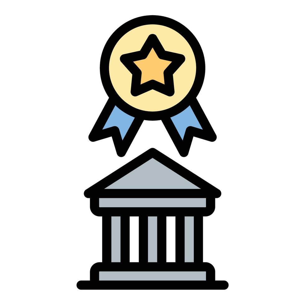 Architecture award icon flat line style illustration representing recognition of excellence in design and construction, suitable for architectural competitions, professional achievements, vector