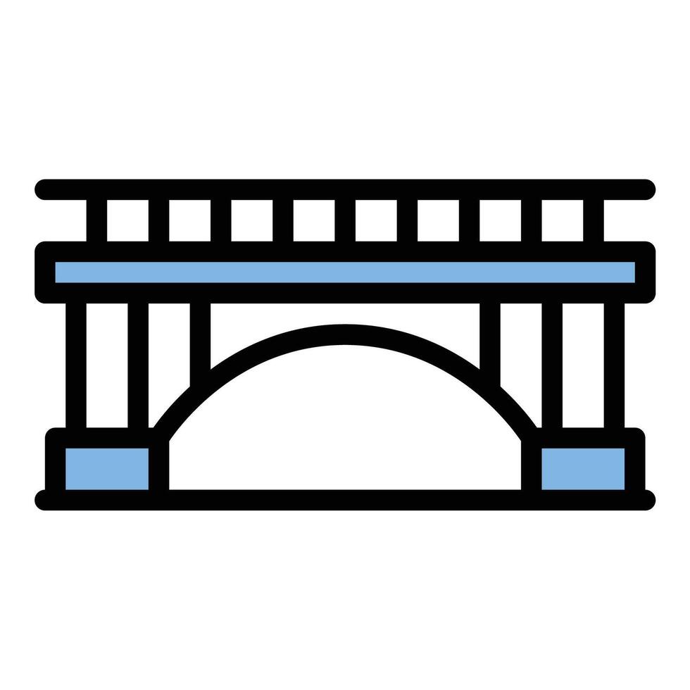 Architecture bridge icon flat line style illustration representing structural engineering and connectivity, suitable for infrastructure design, civil engineering, and architectural visualization vector