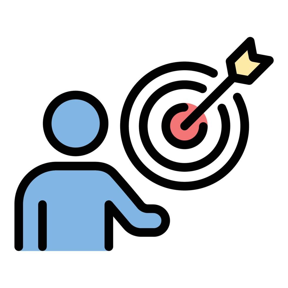 Mentoring purpose icon flat line style illustration representing goal clarity and meaningful guidance, suitable for coaching, leadership, and personal development projects vector