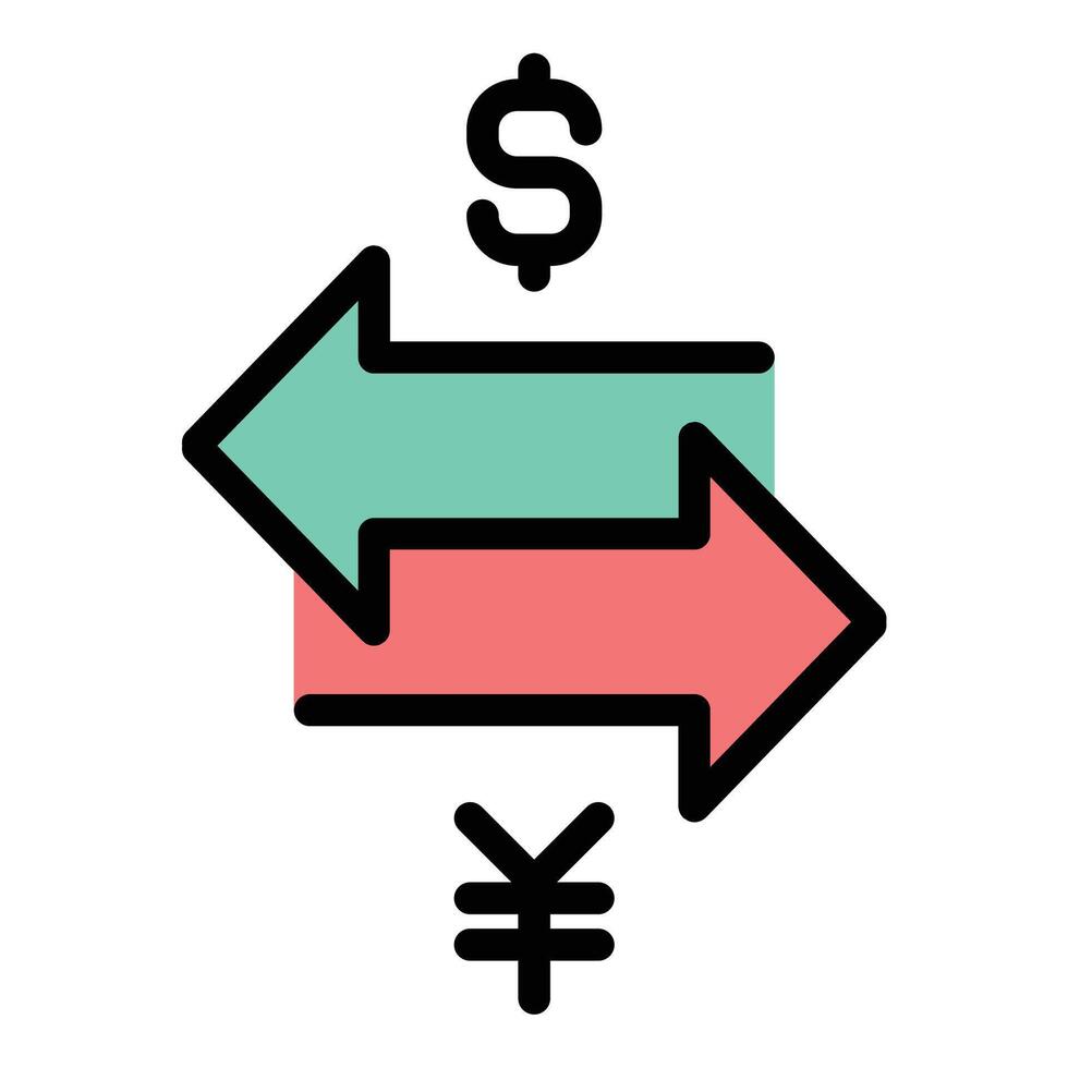 Trading icon flat line style illustration representing the buying and selling of goods, services, or financial assets, suitable for commerce, stock market, and business operations projects vector
