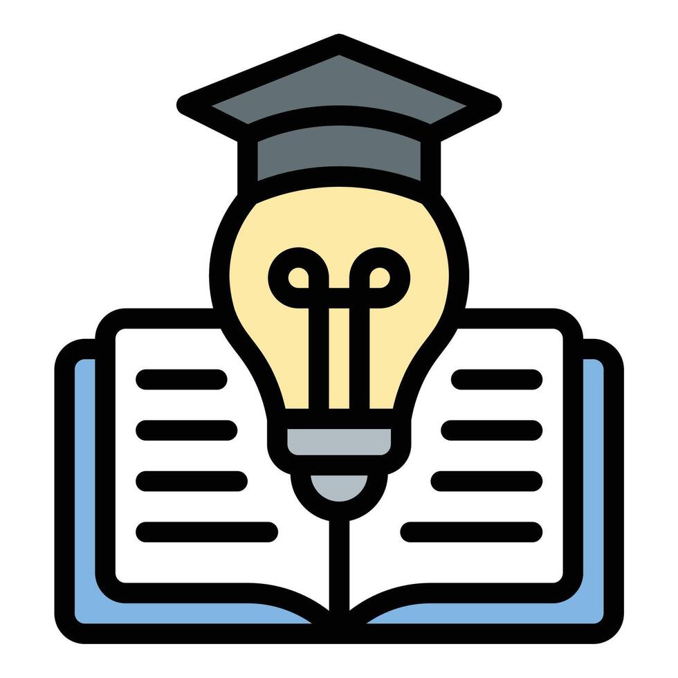 Learning icon flat line style illustration representing knowledge acquisition and skill development, suitable for education, training, and personal growth projects vector