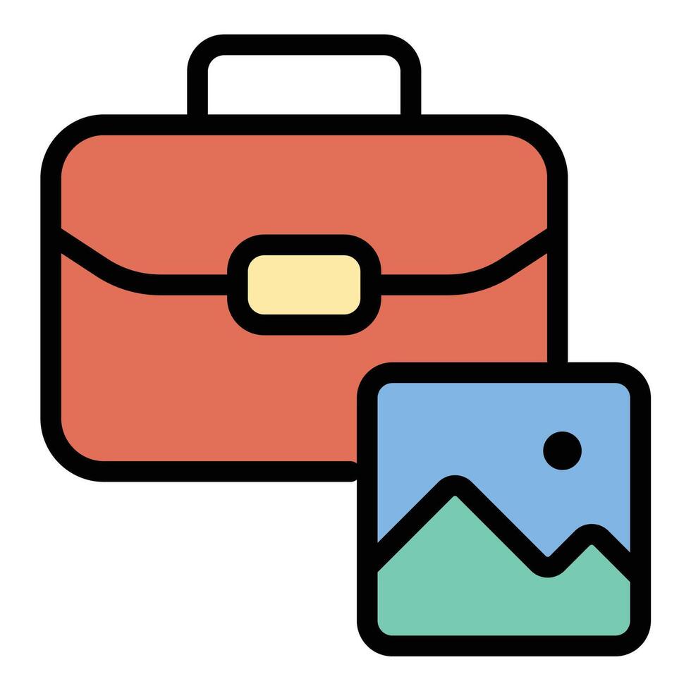Portfolio icon flat line style illustration representing a curated collection of work and achievements, suitable for creative professionals, job applications, and project showcases vector